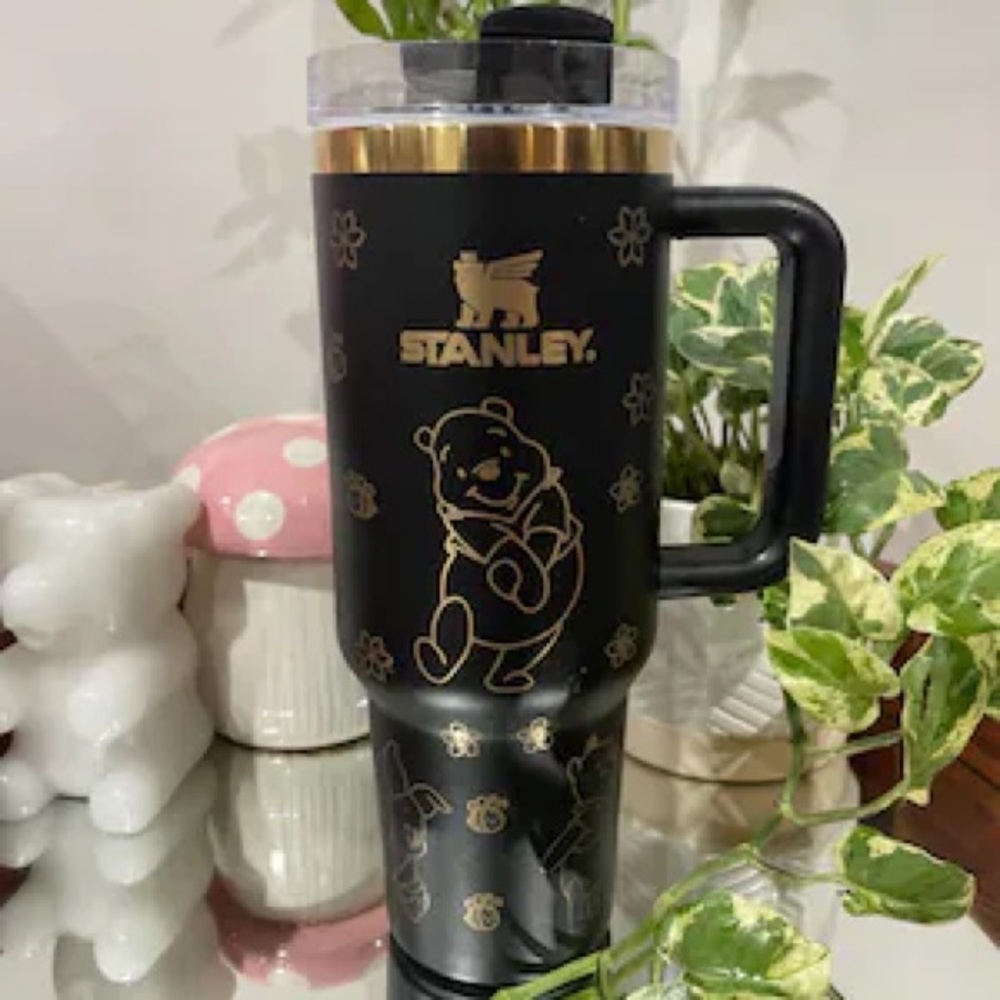 Stanley Black and Gold Tumbler with Winnie the Pooh
